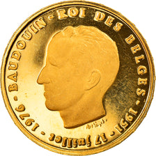 Belgique, Médaille, Baudouin - 25 ans de Règne, Politics, 1976, SPL, Or