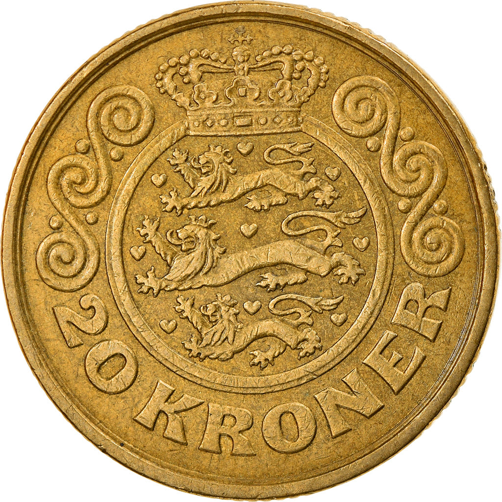 Coin, Denmark, Margrethe II, 20 Kroner, 1991, Copenhagen, VF(30-35)