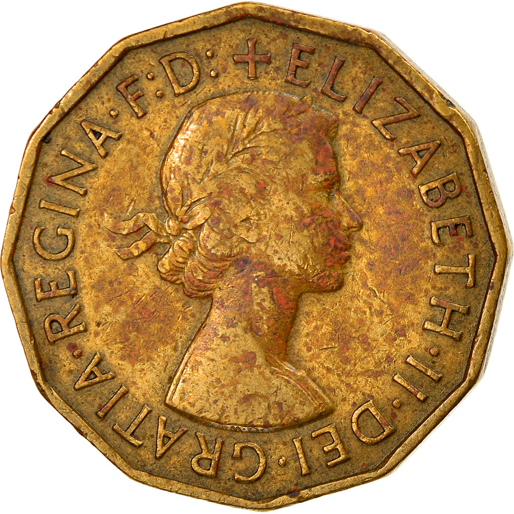 Moneta, Gran Bretagna, Elizabeth II, 3 Pence, 1956, MB, Nichel-ottone, KM:900