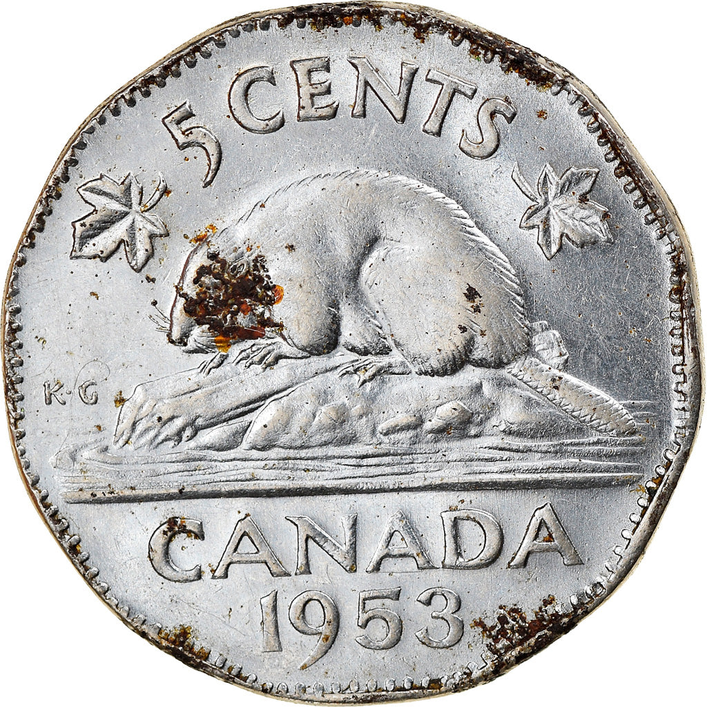 Coin, Canada, Elizabeth II, 5 Cents, 1953, Royal Canadian Mint, Ottawa