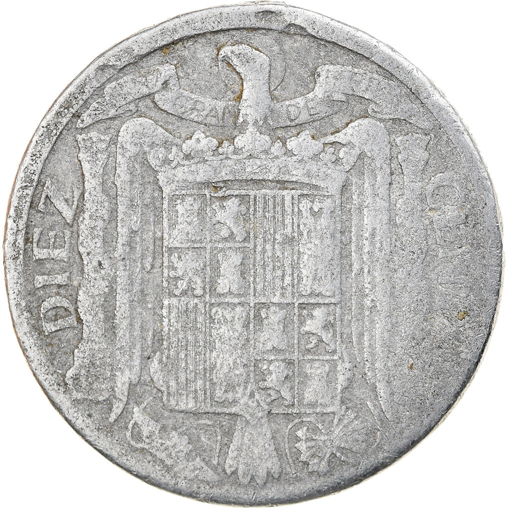 Coin, Spain, 10 Centimos, 1940, F(12-15), Aluminum, KM:766