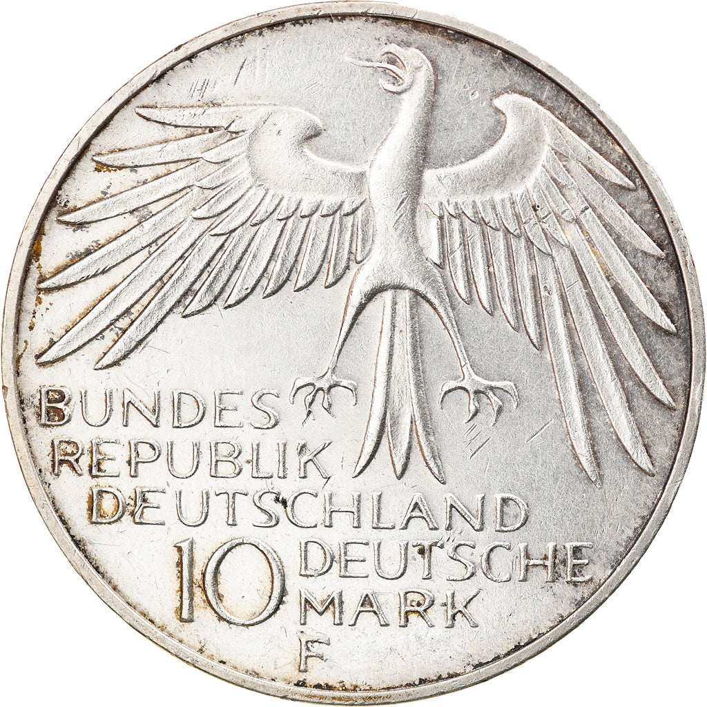 Coin, GERMANY - FEDERAL REPUBLIC, 10 Mark, 1972, Stuttgart, EF(40-45), Silver