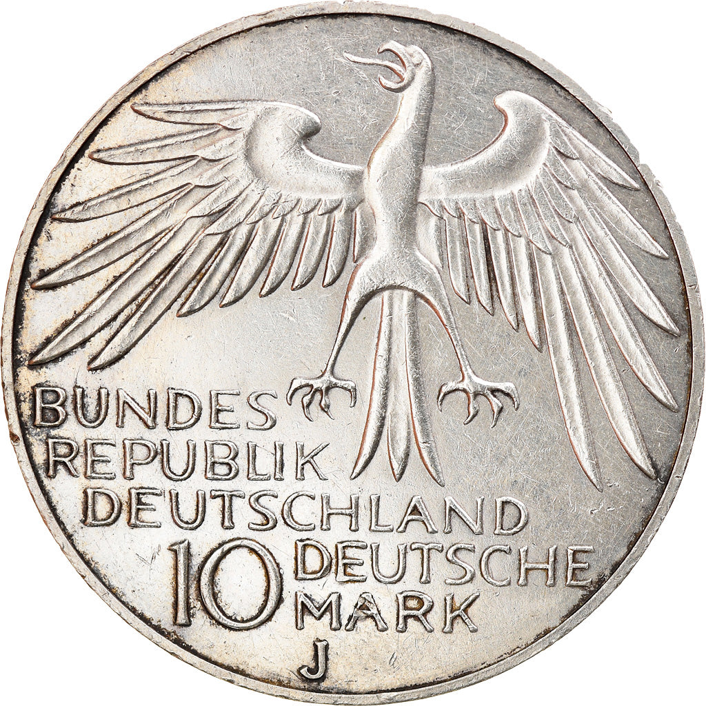 Coin, GERMANY - FEDERAL REPUBLIC, 10 Mark, 1972, Hamburg, EF(40-45), Silver
