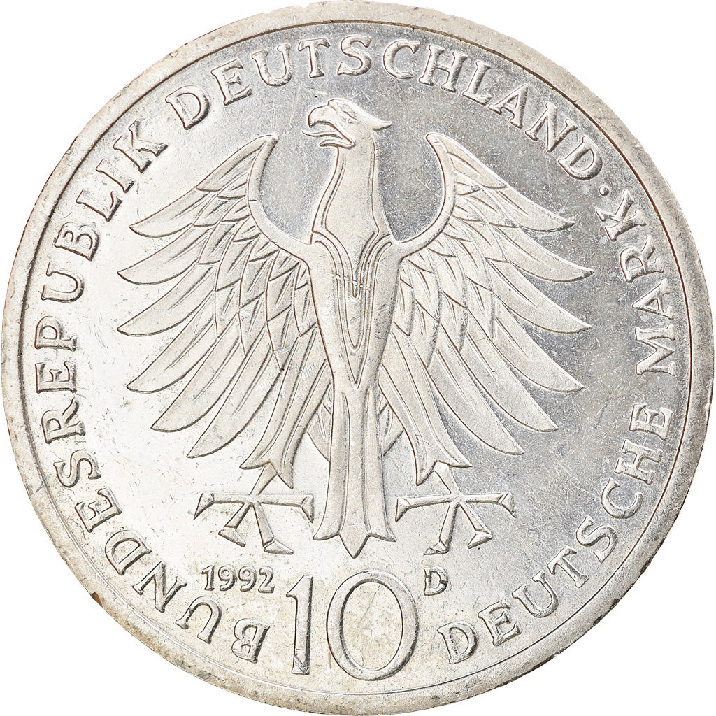 Moneta, GERMANIA - REPUBBLICA FEDERALE, 10 Mark, 1992, Munich, Germany, BB+