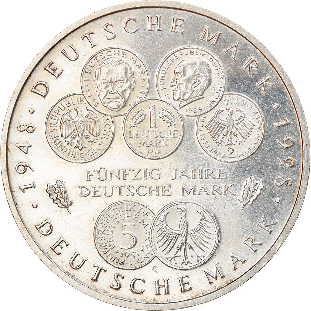 Coin, GERMANY - FEDERAL REPUBLIC, 10 Mark, 1998, Stuttgart, AU(50-53), Silver