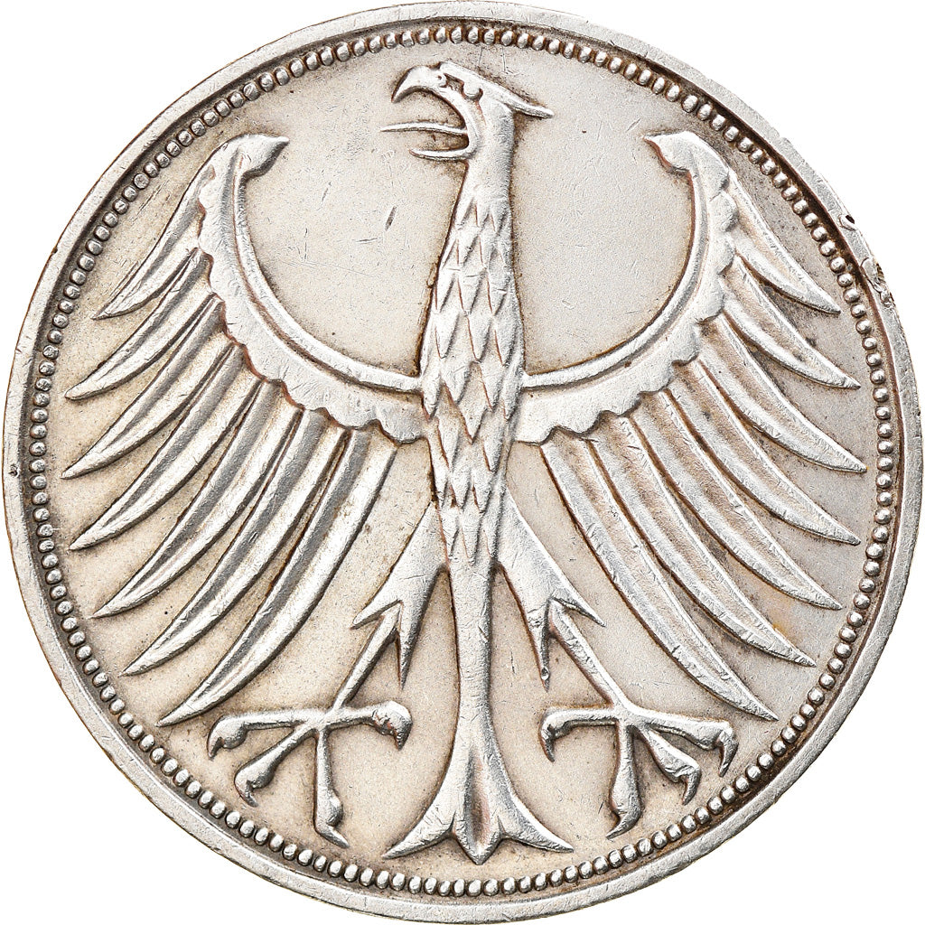 Coin, GERMANY - FEDERAL REPUBLIC, 5 Mark, 1973, Stuttgart, EF(40-45), Silver