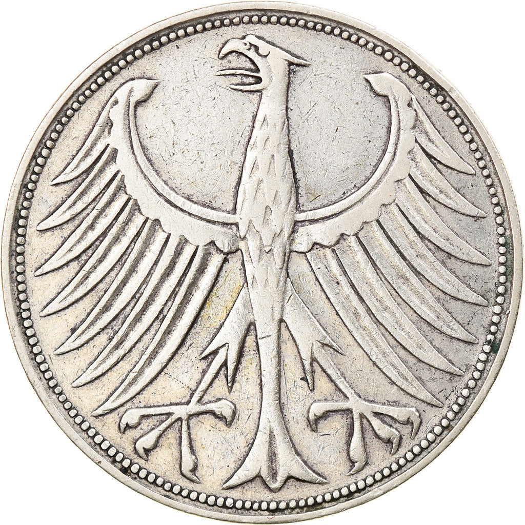 Coin, GERMANY - FEDERAL REPUBLIC, 5 Mark, 1951, Munich, EF(40-45), Silver