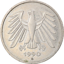 Coin, GERMANY - FEDERAL REPUBLIC, 5 Mark, 1990, Karlsruhe, EF(40-45)