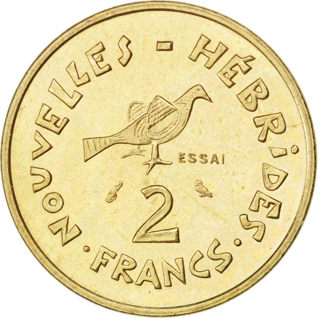 Nuove Ebridi, 2 Francs, 1970, Paris, SPL, Bronzo-alluminio-nichel, KM:E5, Lec...