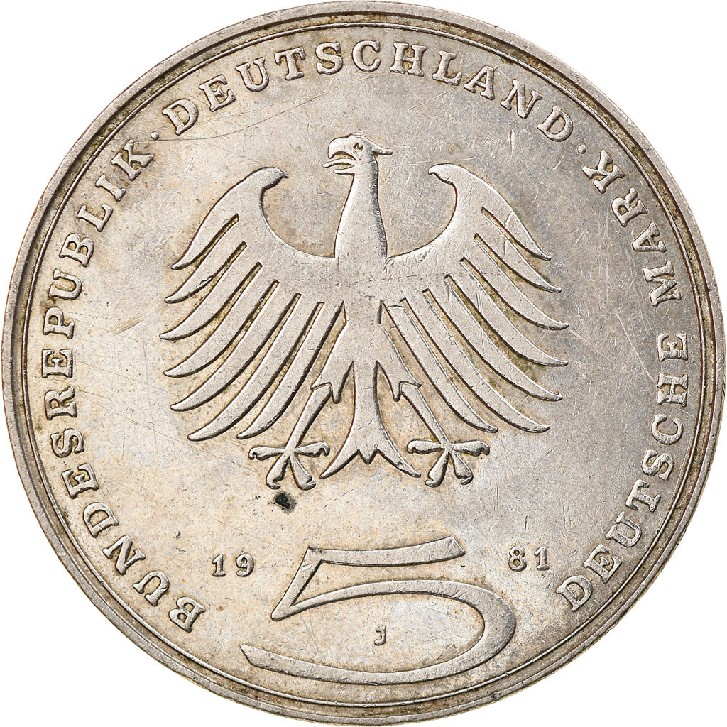 Coin, GERMANY - FEDERAL REPUBLIC, 5 Mark, 1981, Hamburg, Germany, EF(40-45)