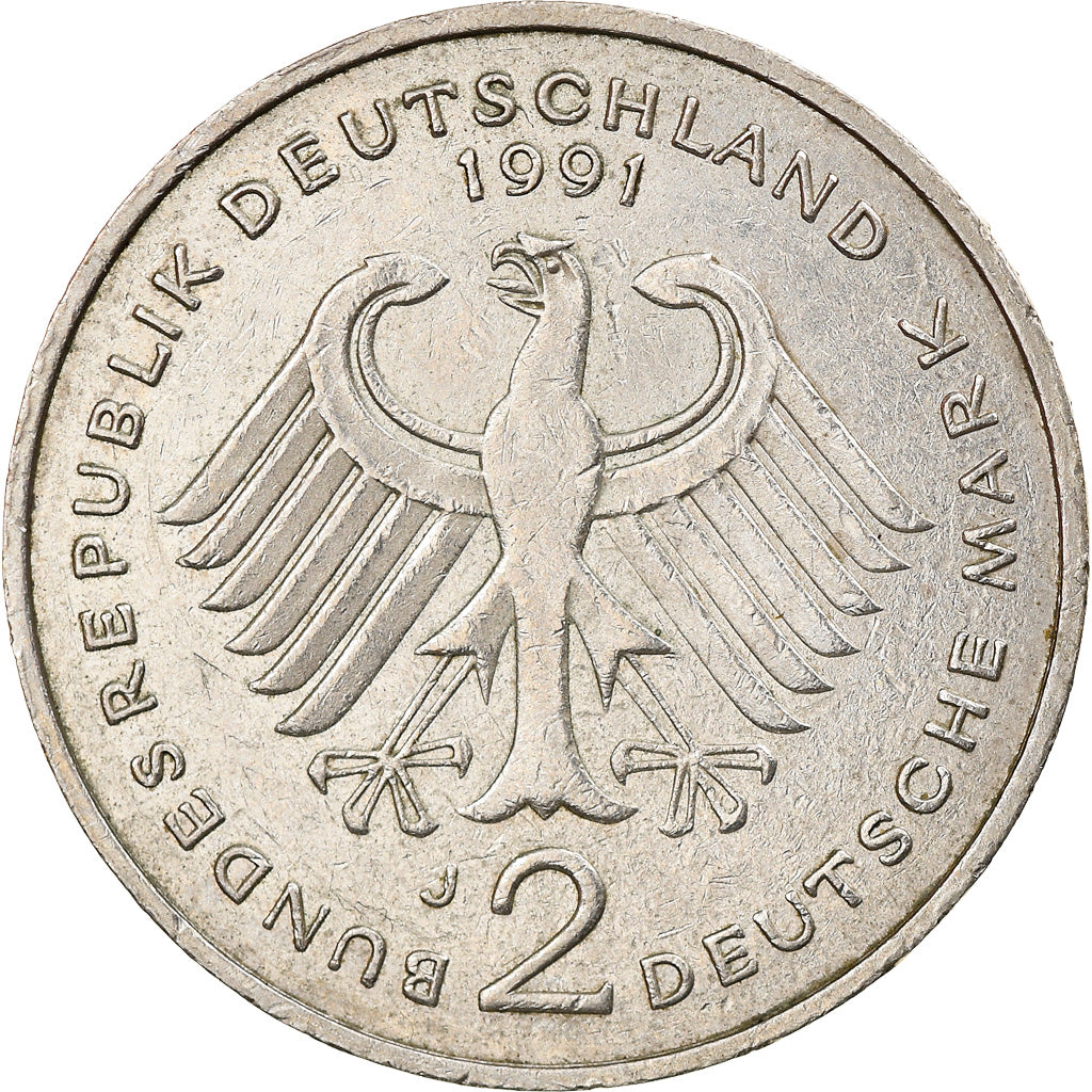 Coin, GERMANY - FEDERAL REPUBLIC, 2 Mark, 1991, Hambourg, EF(40-45)