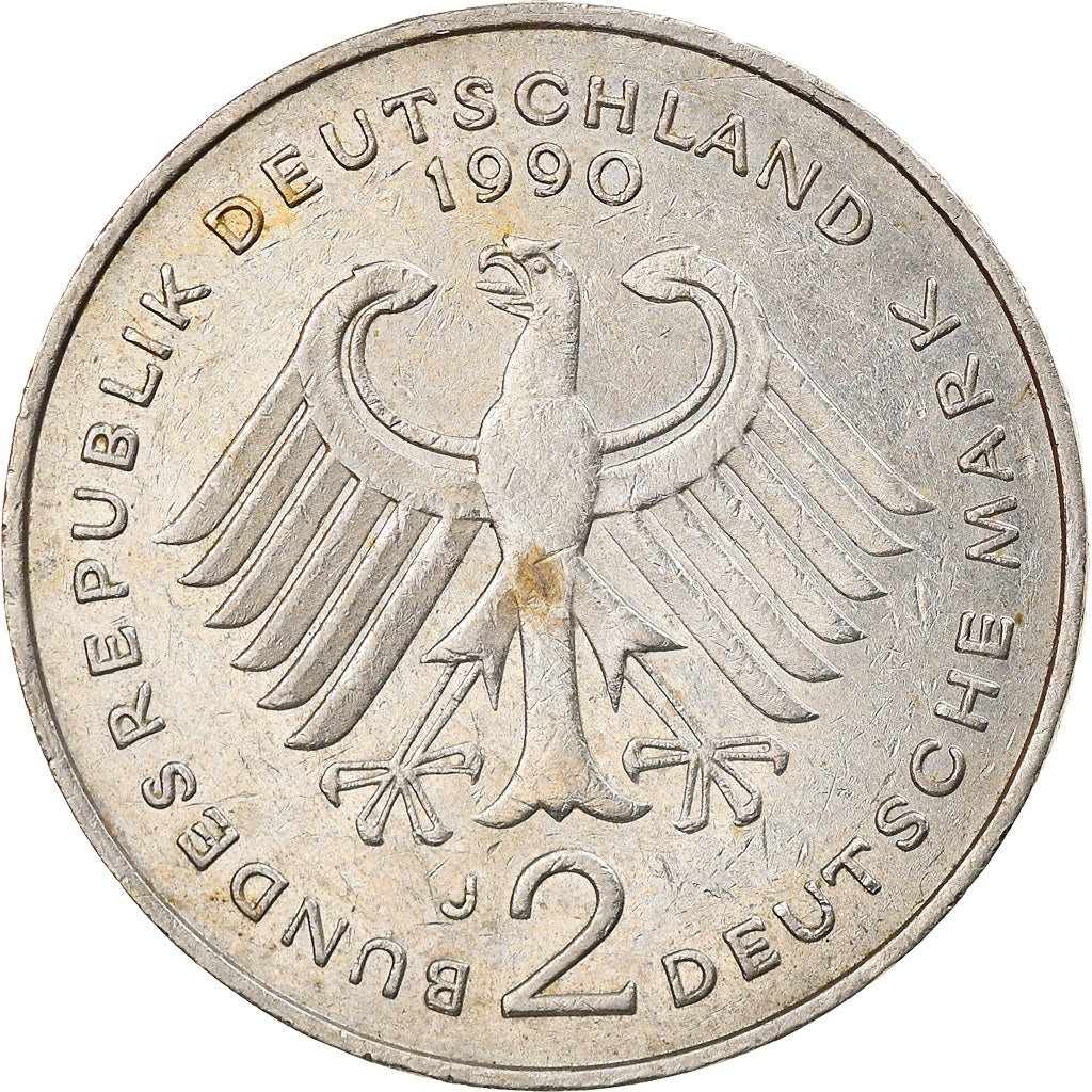 Coin, GERMANY - FEDERAL REPUBLIC, 2 Mark, 1990, Hambourg, VF(30-35)