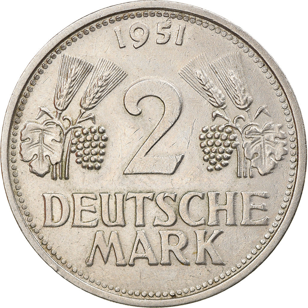 Moneta, GERMANIA - REPUBBLICA FEDERALE, 2 Mark, 1951, Karlsruhe, SPL-