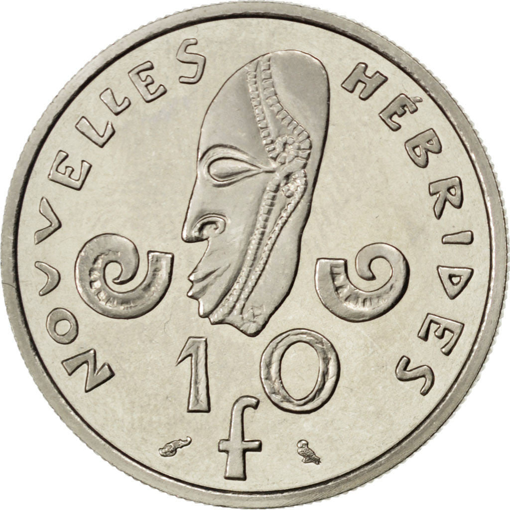 Coin, New Hebrides, 10 Francs, 1967, Paris, AU(55-58), Nickel, KM:E2