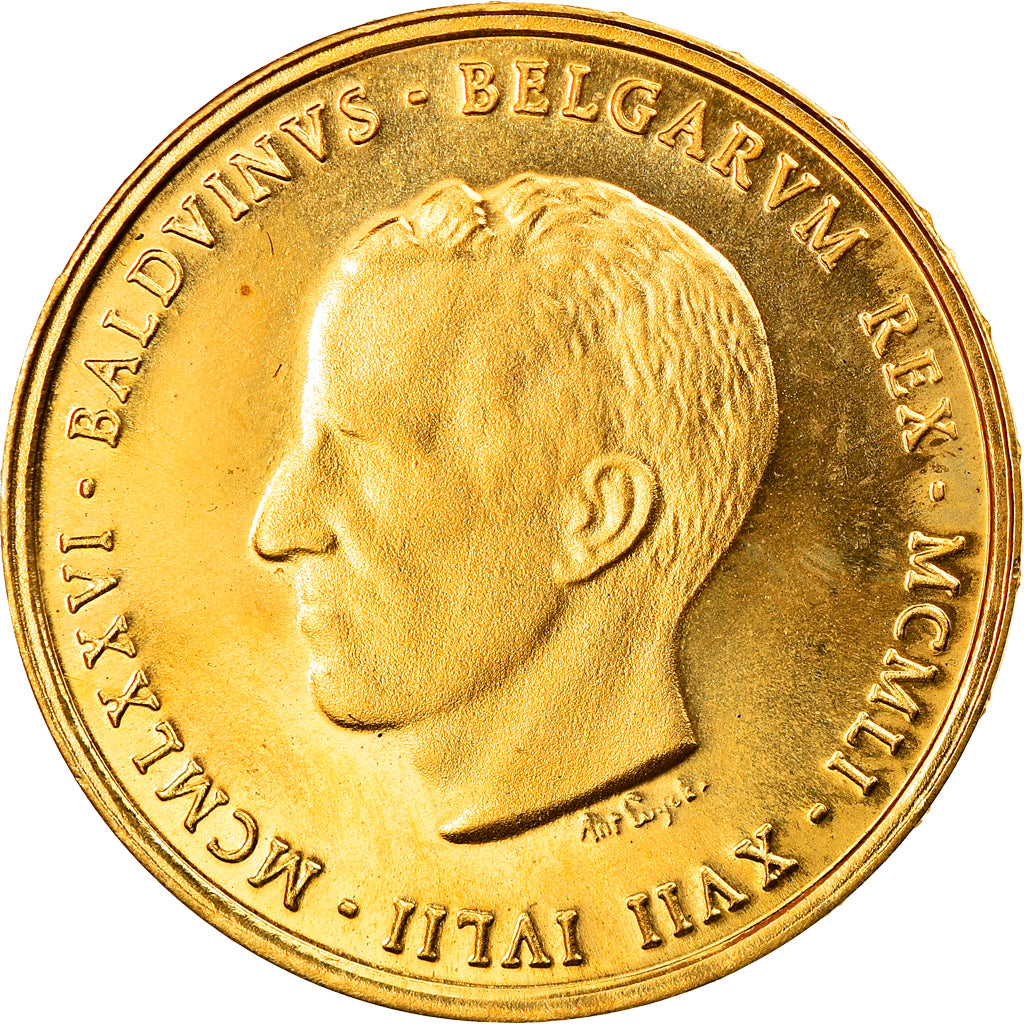 Belgique, Médaille, Baudouin - 25 ans de Règne, Politics, 1976, Latin, SPL, Or