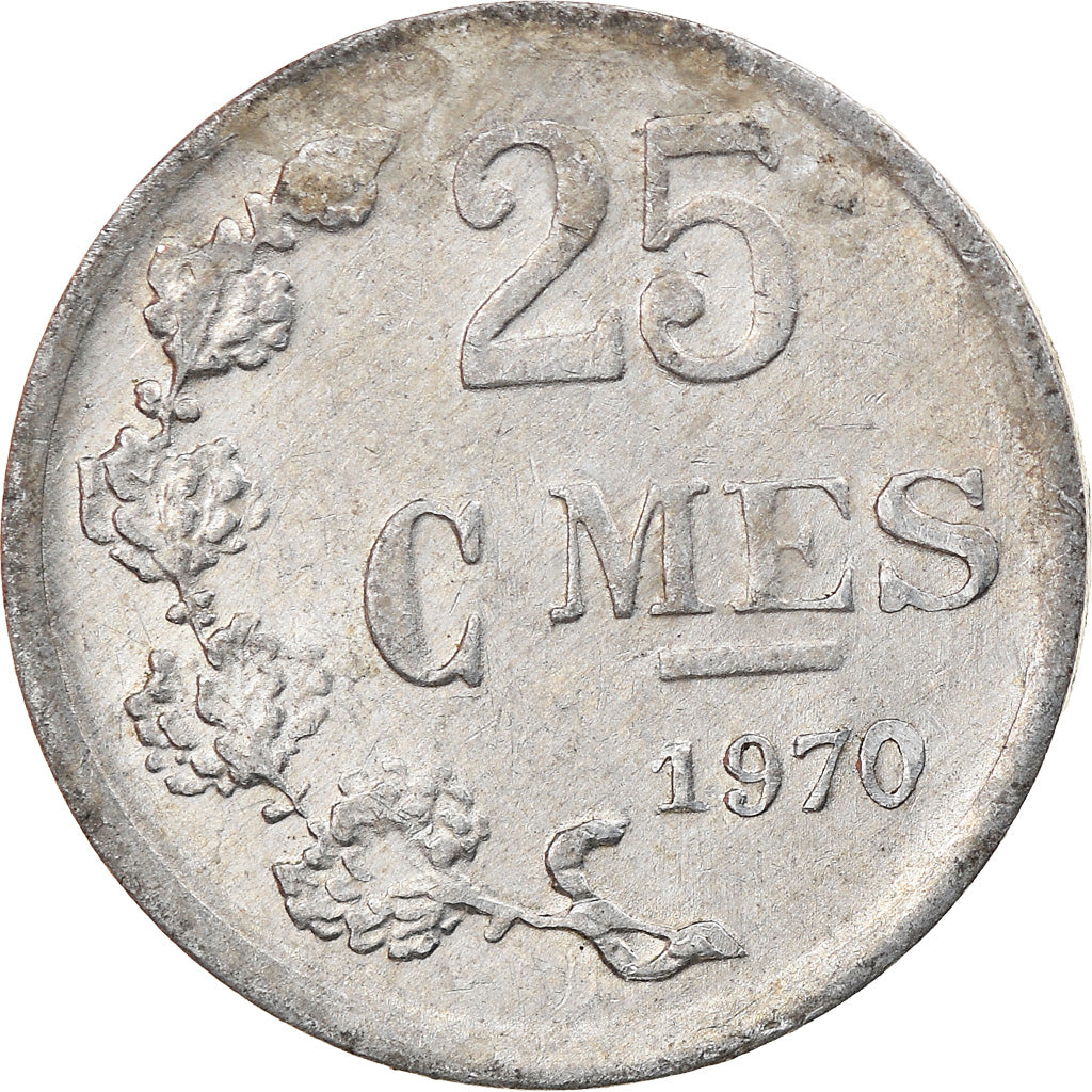 Moneda, Luxemburgo, Jean, 25 Centimes, 1970, BC+, Aluminio, KM:45a.1