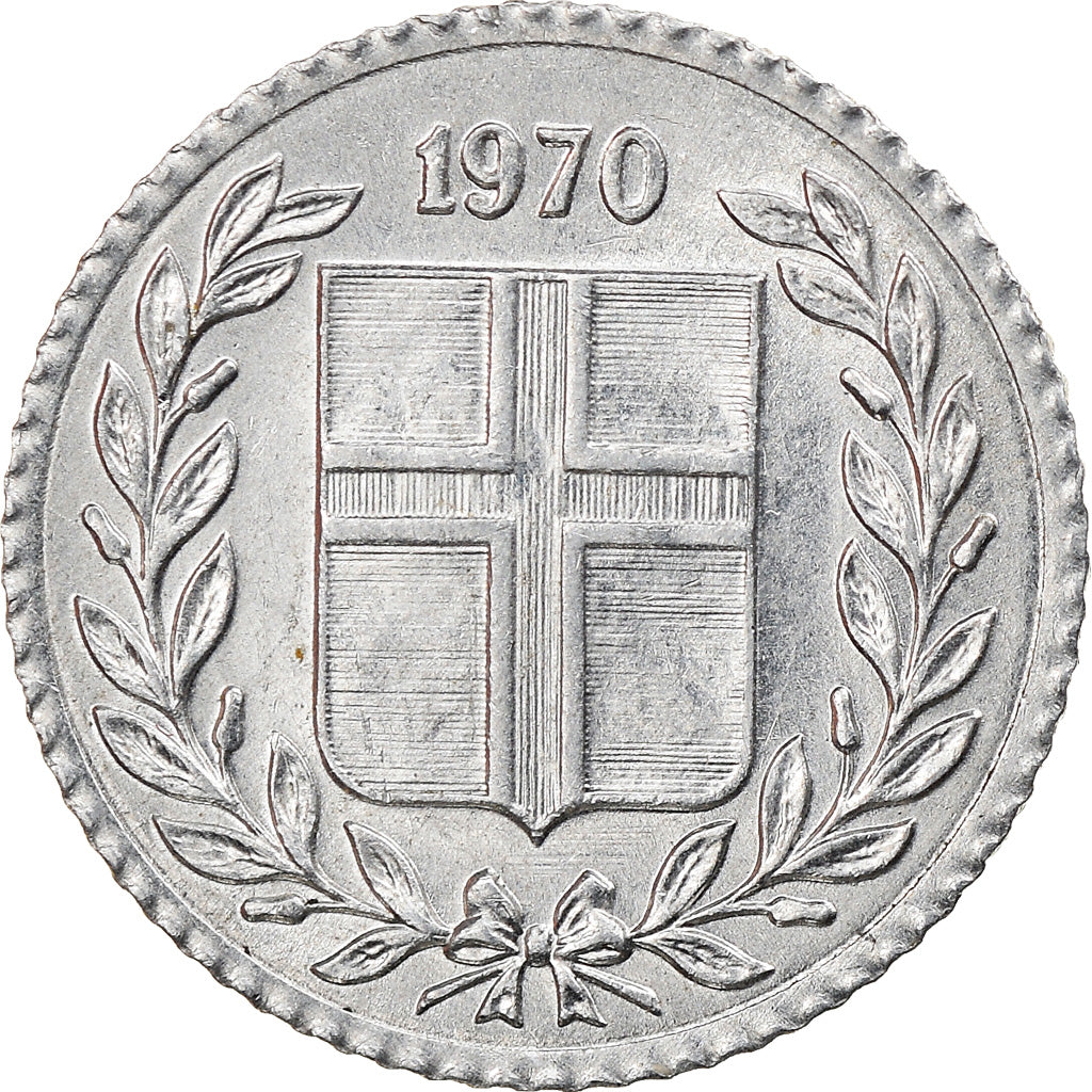 Moneda, Islandia, 10 Aurar, 1970, MBC+, Aluminio, KM:10a