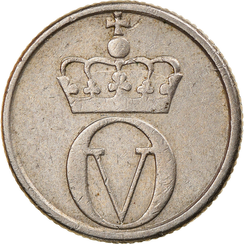 Moneta, Norvegia, Olav V, 10 Öre, 1959, BB, Rame-nichel, KM:411