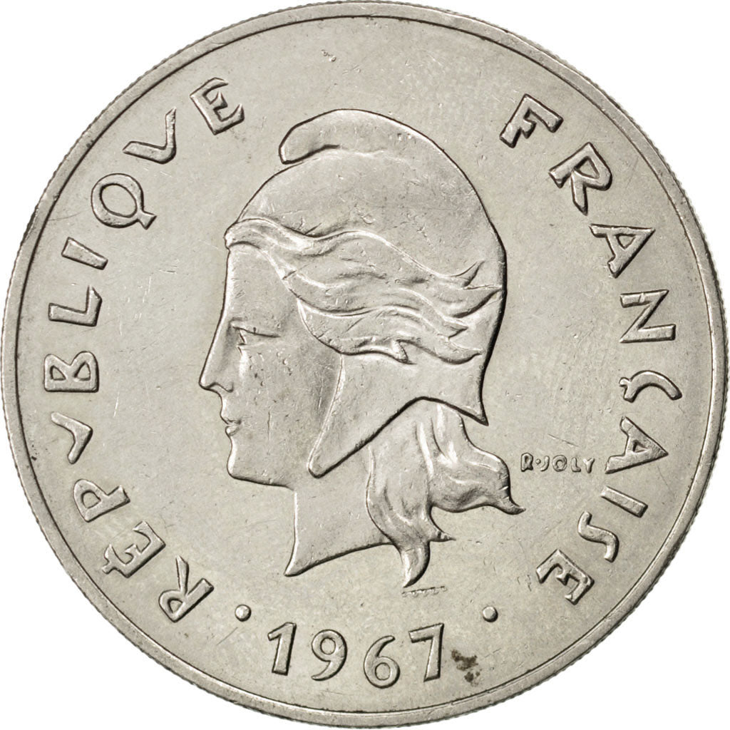 FRENCH POLYNESIA, 50 Francs, 1967, KM #7, EF(40-45), Nickel, 33, Lecompte #111,.
