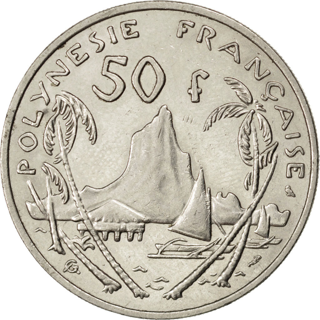 FRENCH POLYNESIA, 50 Francs, 1967, KM #7, EF(40-45), Nickel, 33, Lecompte #111,.