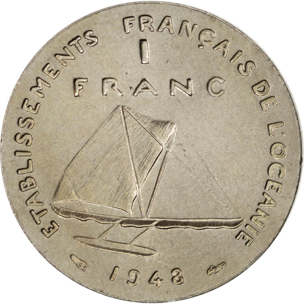 Coin, FRENCH OCEANIA, Franc, 1948, AU(55-58), Bronze-Nickel, KM:E3, Lecompte:5