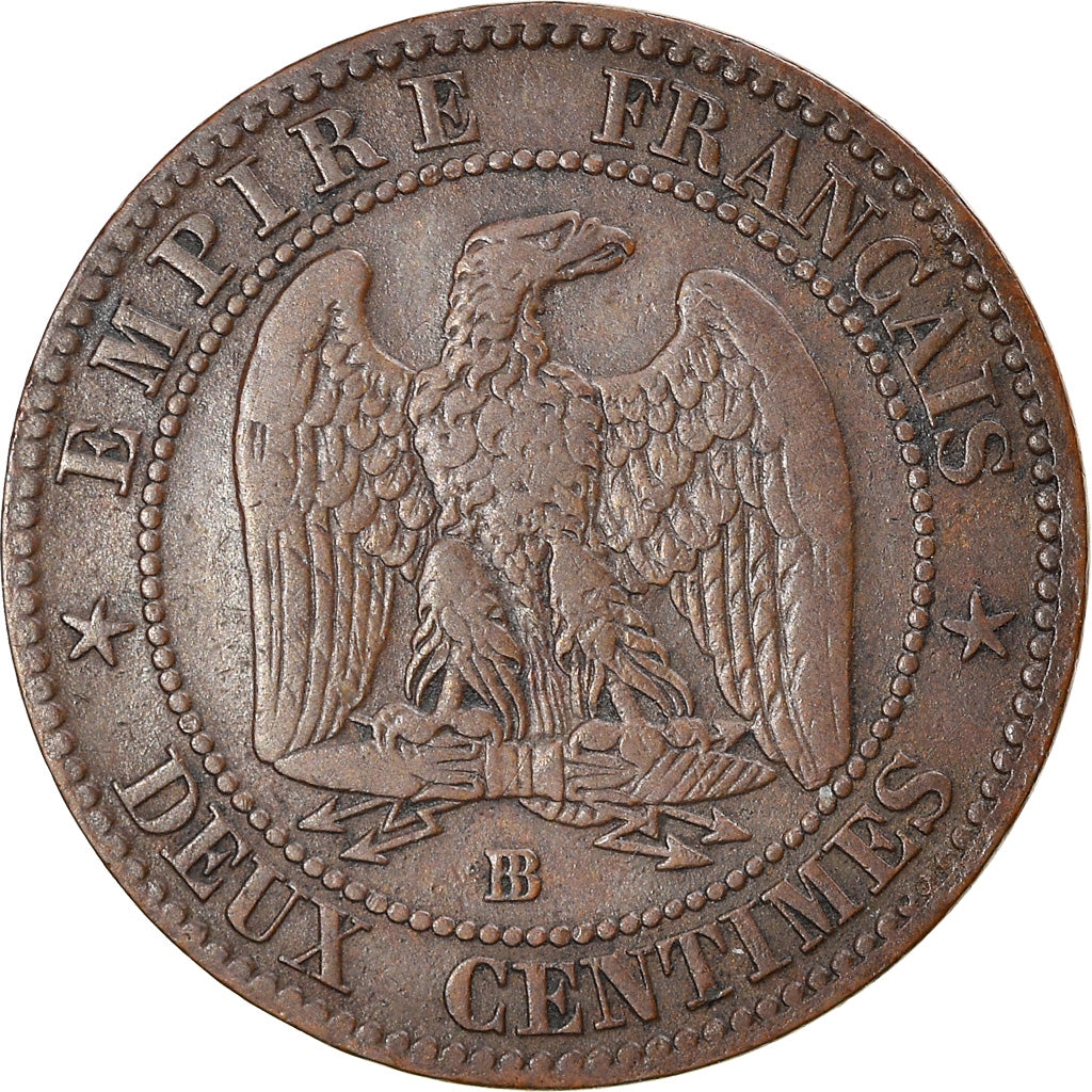 Coin, France, Napoleon III, 2 Centimes, 1862, Strasbourg, VF(30-35), Bronze
