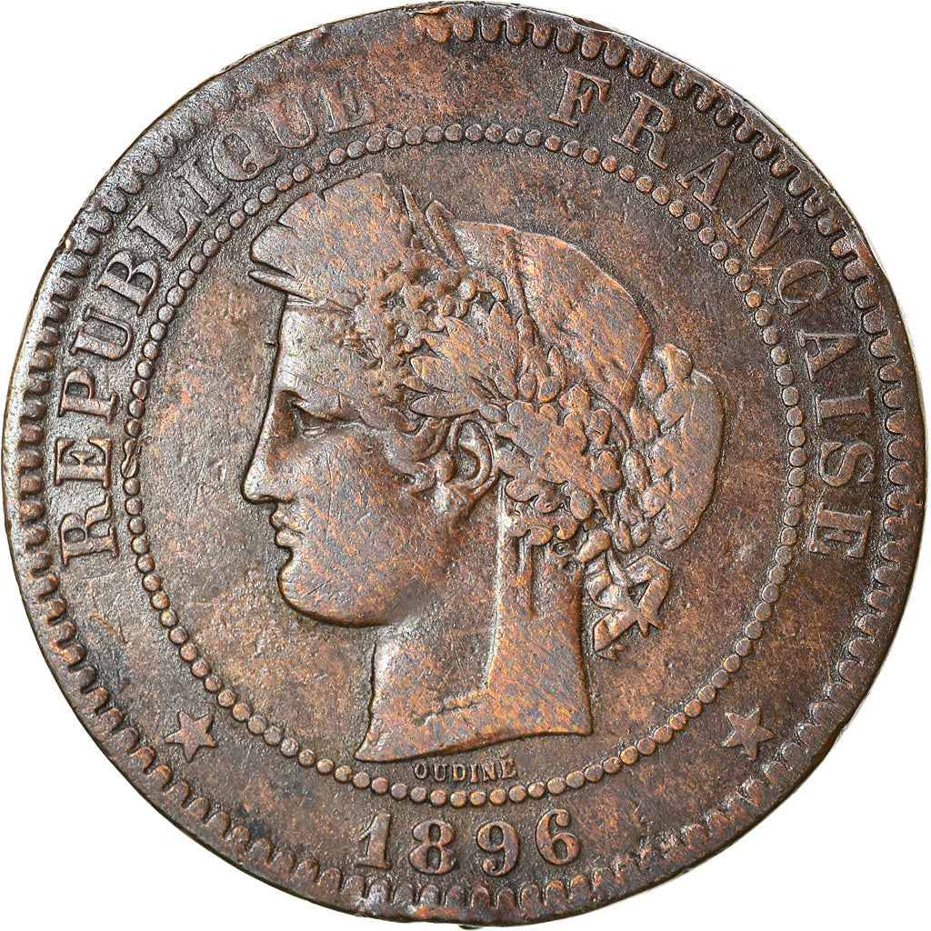 Monnaie, France, Cérès, 10 Centimes, 1896, Paris, TB+, Bronze, Gadoury:265a