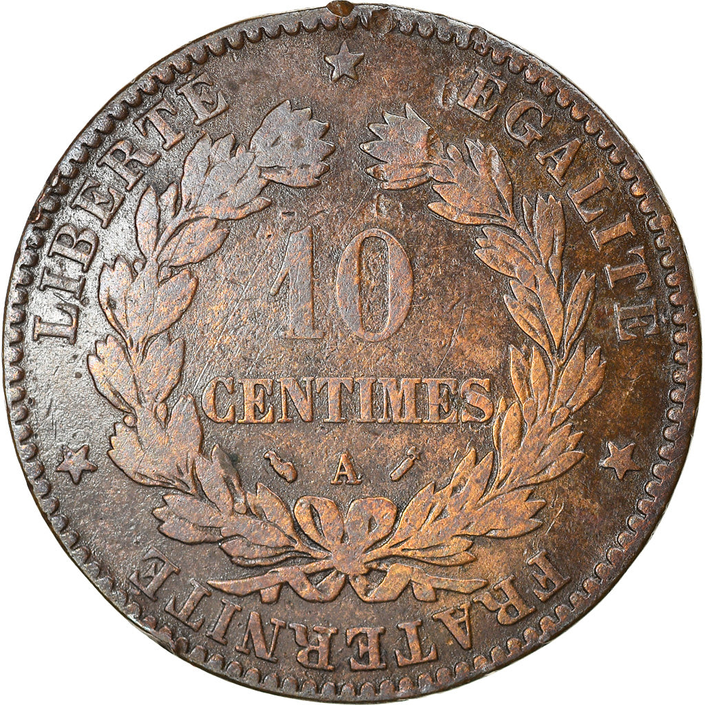 Monnaie, France, Cérès, 10 Centimes, 1896, Paris, TB+, Bronze, Gadoury:265a