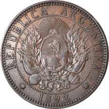Coin, Argentina, 2 Centavos, 1892, EF(40-45), Bronze, KM:33