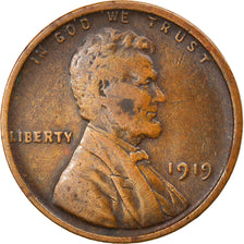 Coin, United States, Lincoln Cent, Cent, 1919, U.S. Mint, Philadelphia