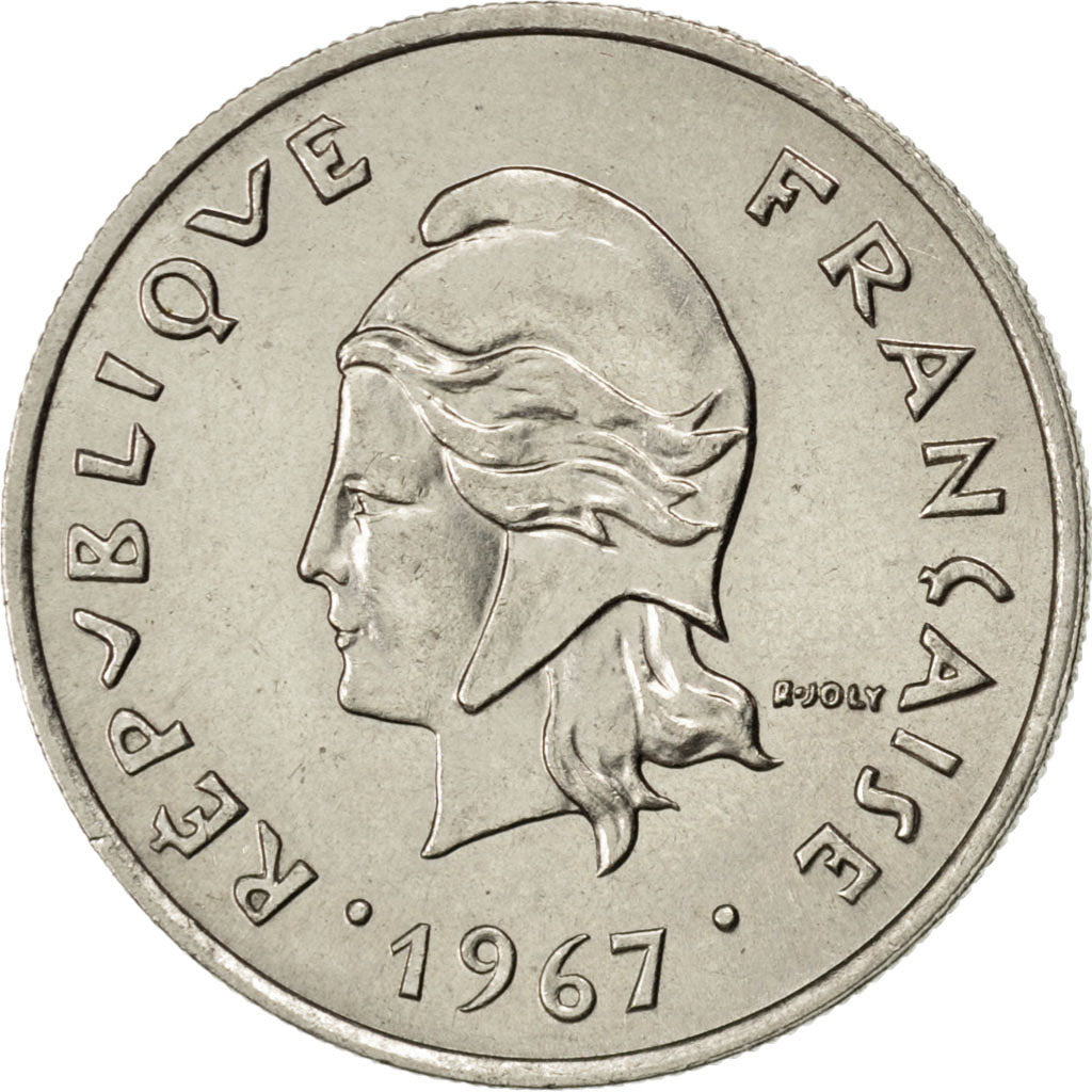 NEW CALEDONIA, 10 Francs, 1967, Paris, KM #5, AU(50-53), Nickel, 24, Lecompte...