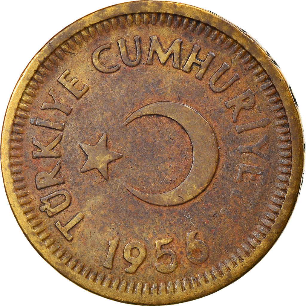 Munten, Turkije, 10 Kurus, 1956, ZF, Tin, KM:888
