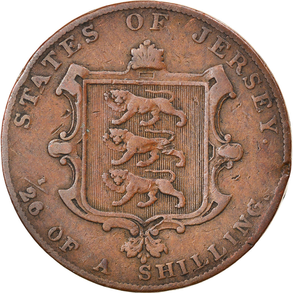 Coin, Jersey, Victoria, 1/26 Shilling, 1844, VF(30-35), Copper, KM:2