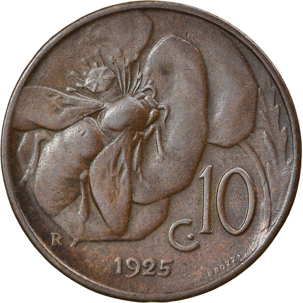 Coin, Italy, Vittorio Emanuele III, 10 Centesimi, 1925, Rome, EF(40-45), Bronze