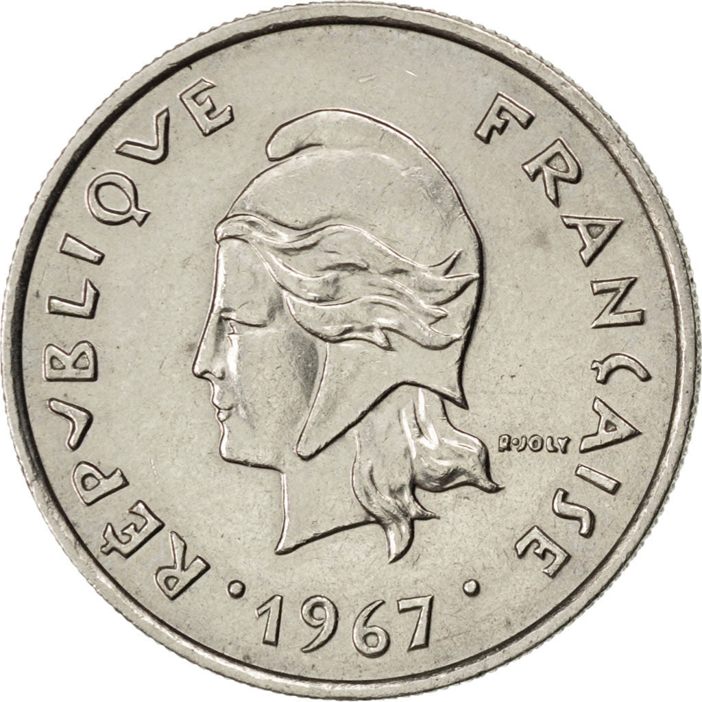 NEW CALEDONIA, 10 Francs, 1967, Paris, KM #5, EF(40-45), Nickel, 24, Lecompte...