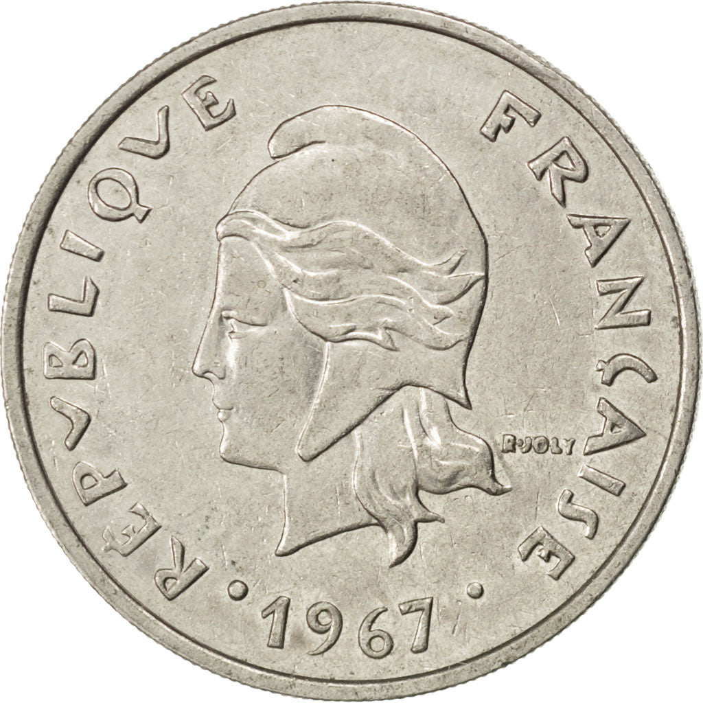 NEW CALEDONIA, 20 Francs, 1967, Paris, KM #6, EF(40-45), Nickel, 28.5, Lecompte.