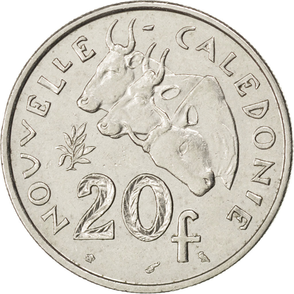 NEW CALEDONIA, 20 Francs, 1970, Paris, KM #6, EF(40-45), Nickel, 28.5, Lecompte.