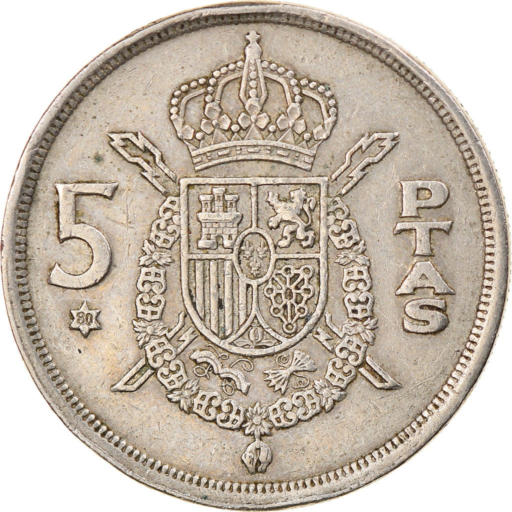 Münze, Spanien, Juan Carlos I, 5 Pesetas, 1980, S, Copper-nickel, KM:807