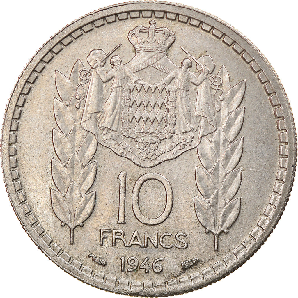 Coin, Monaco, Louis II, 10 Francs, 1946, AU(50-53), Copper-nickel, KM:123