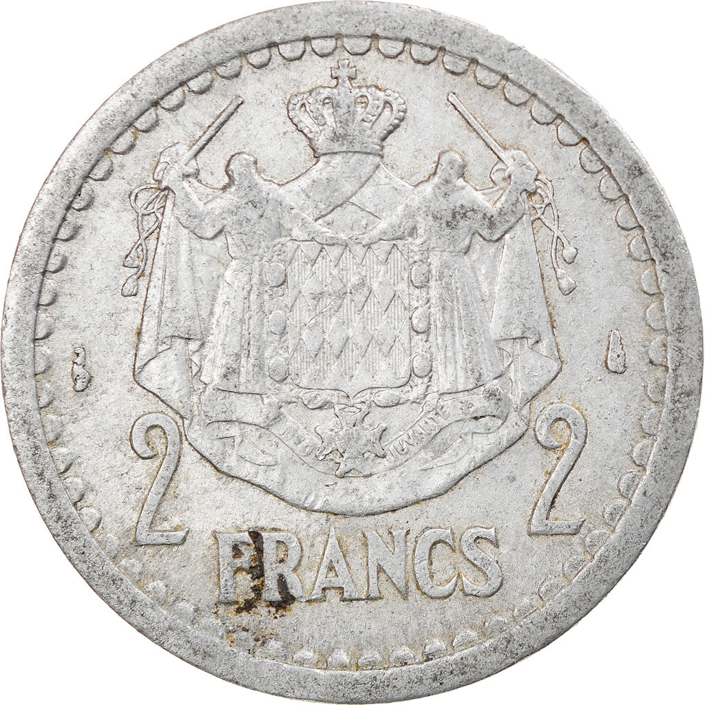 Coin, Monaco, Louis II, 2 Francs, 1943, Paris, VF(20-25), Aluminum, KM:121