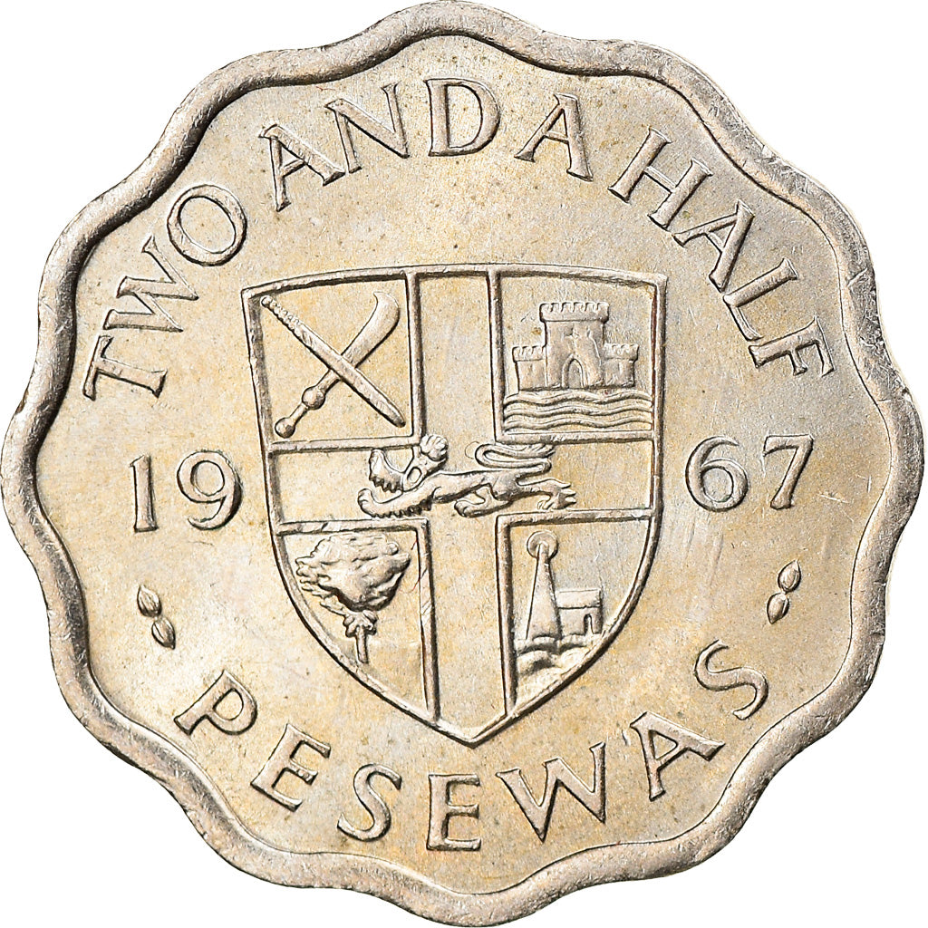 Moneta, Ghana, 2-1/2 Pesewas, 1967, SPL-, Rame-nichel, KM:14