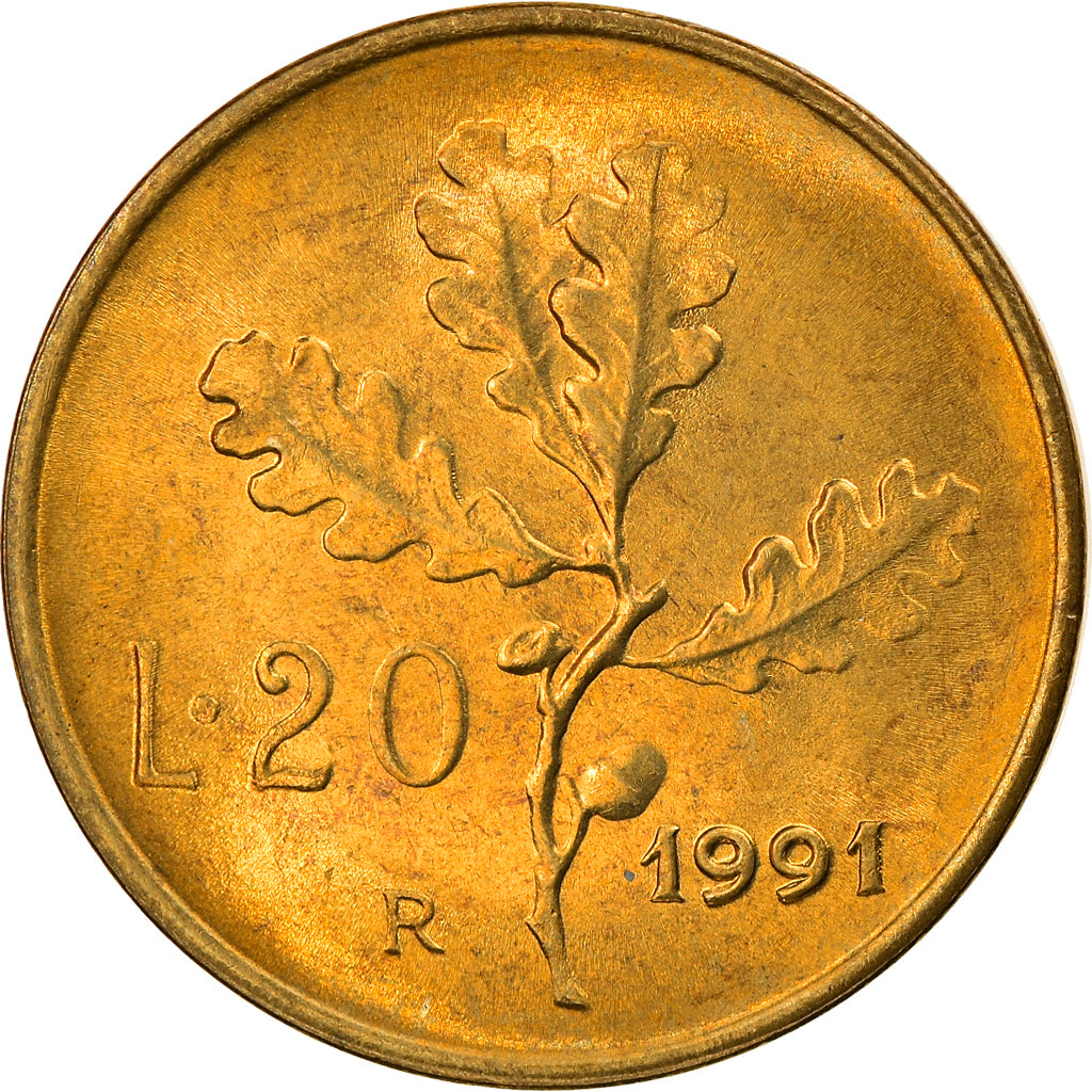 Moneta, Italia, 20 Lire, 1991, Rome, BB, Alluminio-bronzo, KM:97.2