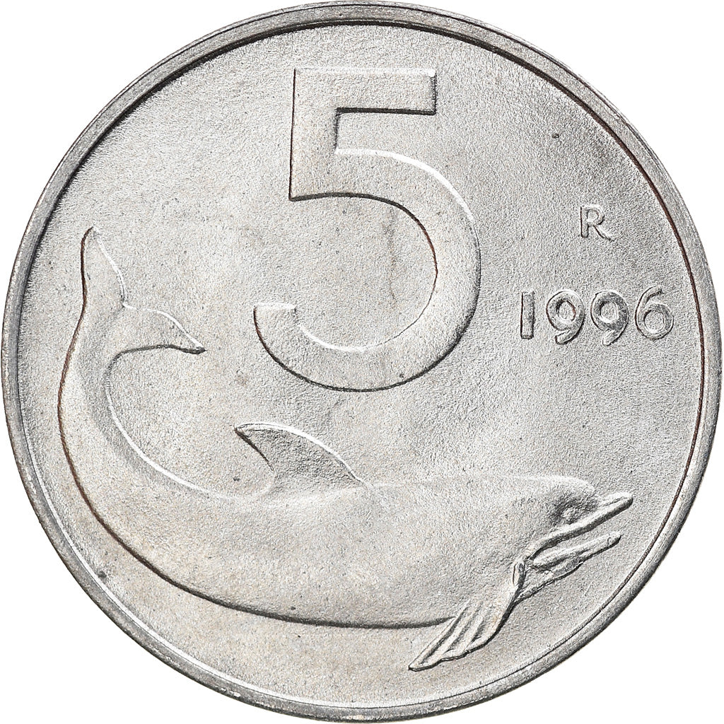 Moeda, Itália, 5 Lire, 1996, Rome, MS(64), Alumínio, KM:92