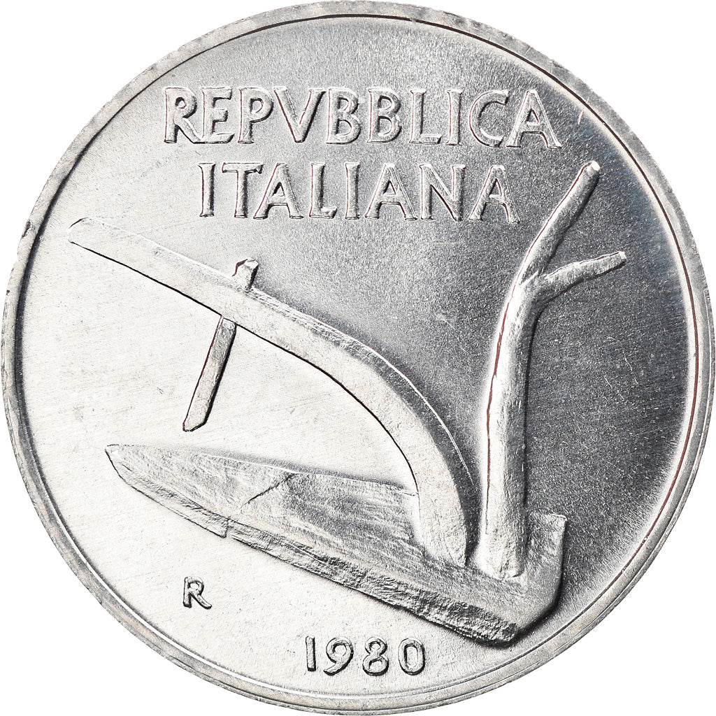 Moneta, Włochy, 10 Lire, 1980, Rome, MS(63), Aluminium, KM:93