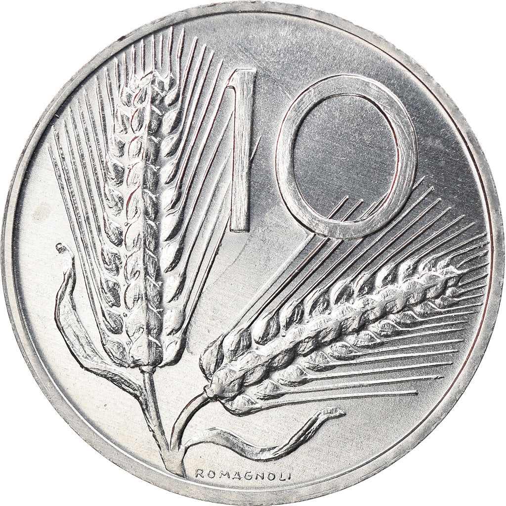 Moeda, Itália, 10 Lire, 1980, Rome, MS(60-62), Alumínio, KM:93