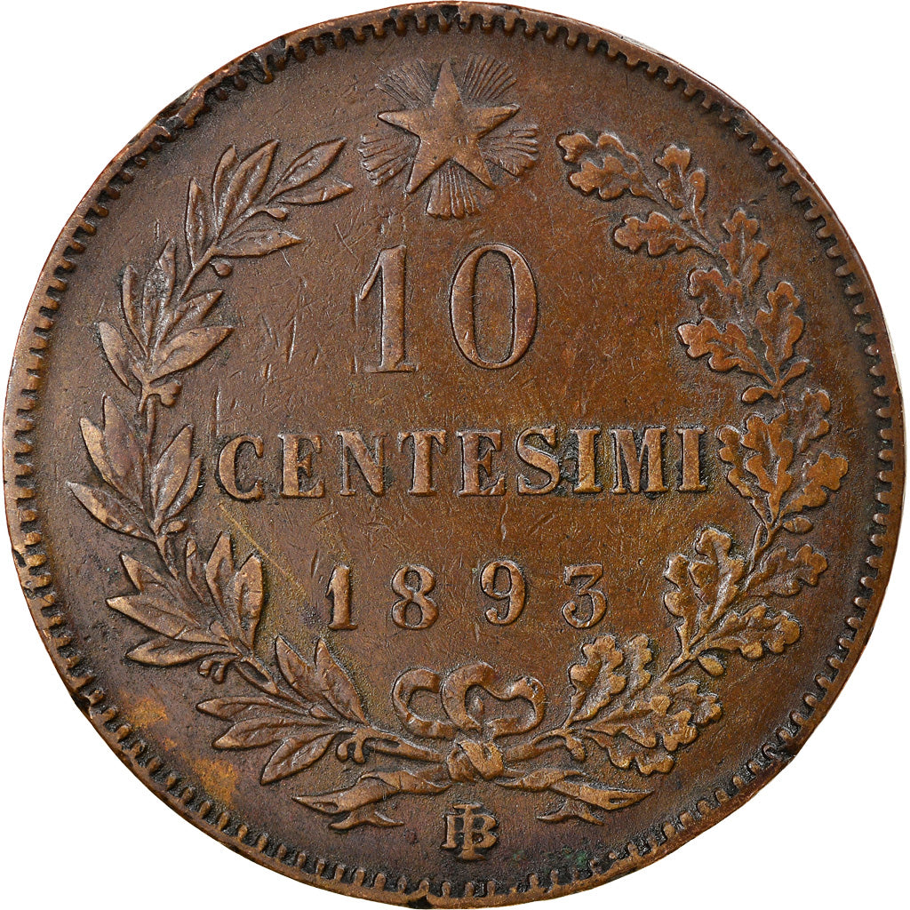 Coin, Italy, Umberto I, 10 Centesimi, 1893, Birmingham, EF(40-45), Copper