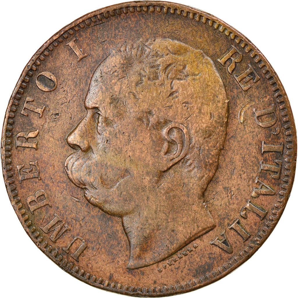 Moneta, Włochy, Umberto I, 10 Centesimi, 1893, Birmingham, VF(30-35), Miedź