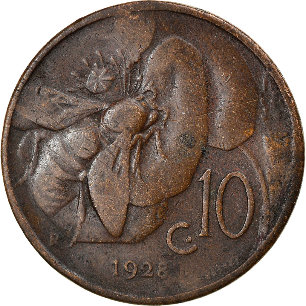 Monnaie, Italie, Vittorio Emanuele III, 10 Centesimi, 1928, Rome, TB, Bronze