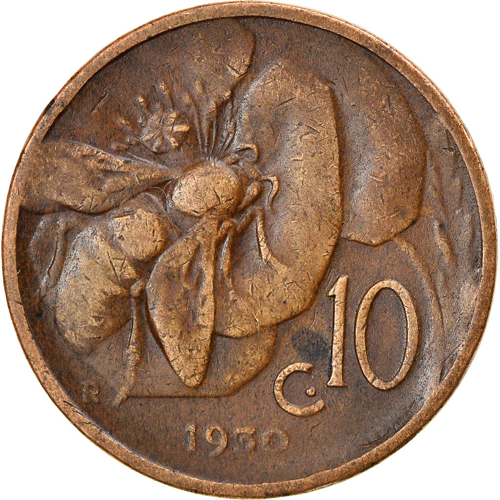 Moneta, Italia, Vittorio Emanuele III, 10 Centesimi, 1930, Rome, MB+, Bronzo