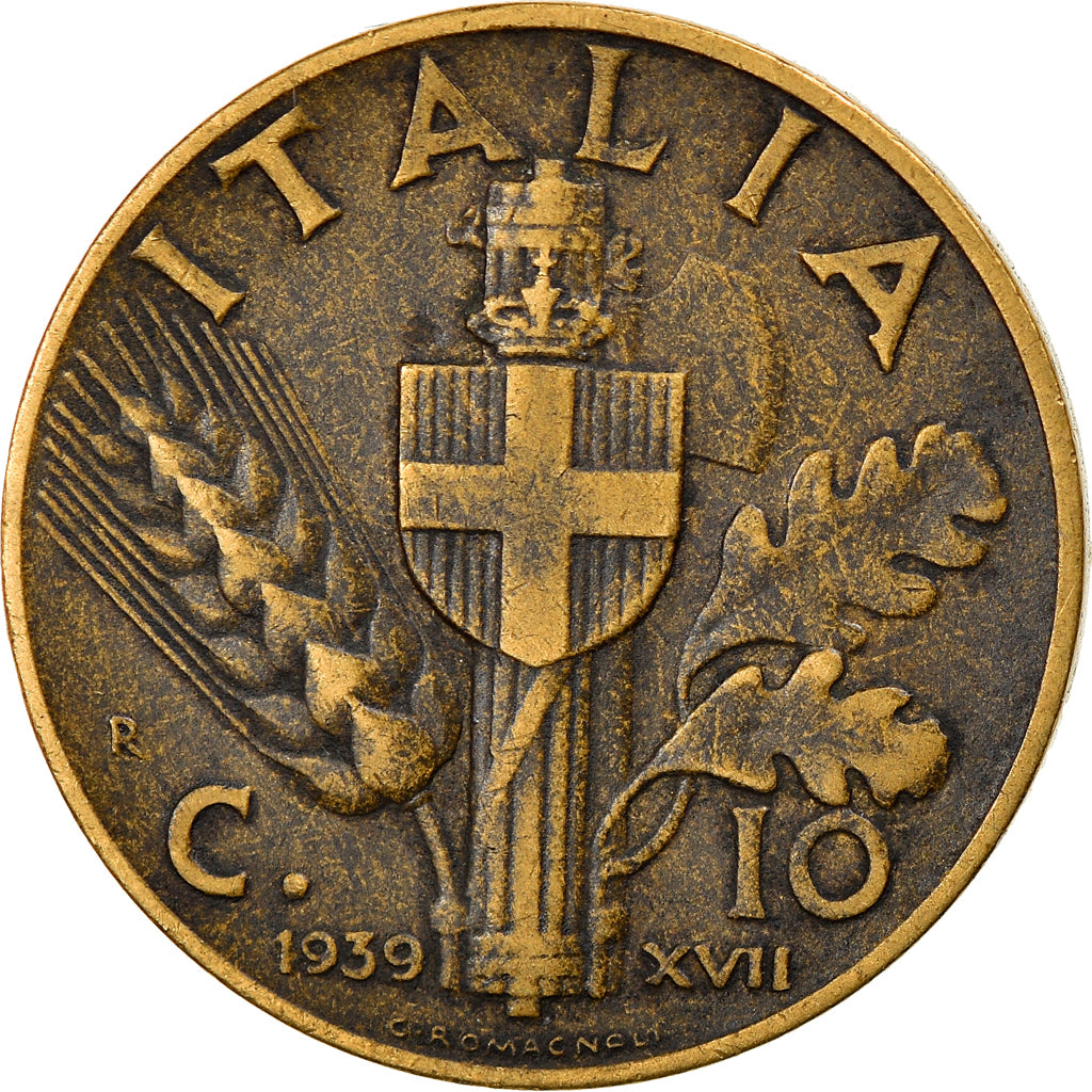Coin, Italy, Vittorio Emanuele III, 10 Centesimi, 1939, Rome, AU(50-53), Copper